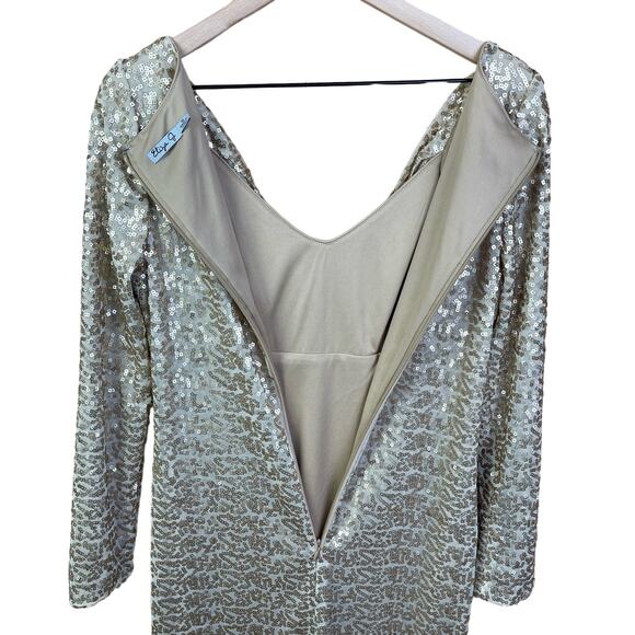 Eliza J Gold Sequin Dress Party Cocktail Formal Glam Cowl Neck Size 10 - Picture 4 of 8